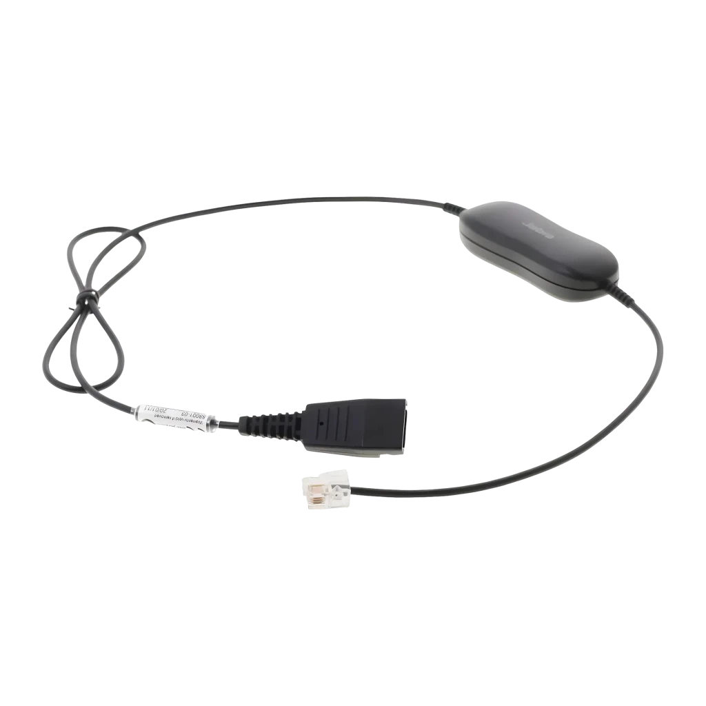 Câble adaptateur pour casques Jabra GN 1216 QD vers RJ9 Droit Avaya 9600/1600 Noir, détail: connecteur QD, fiche RJ9