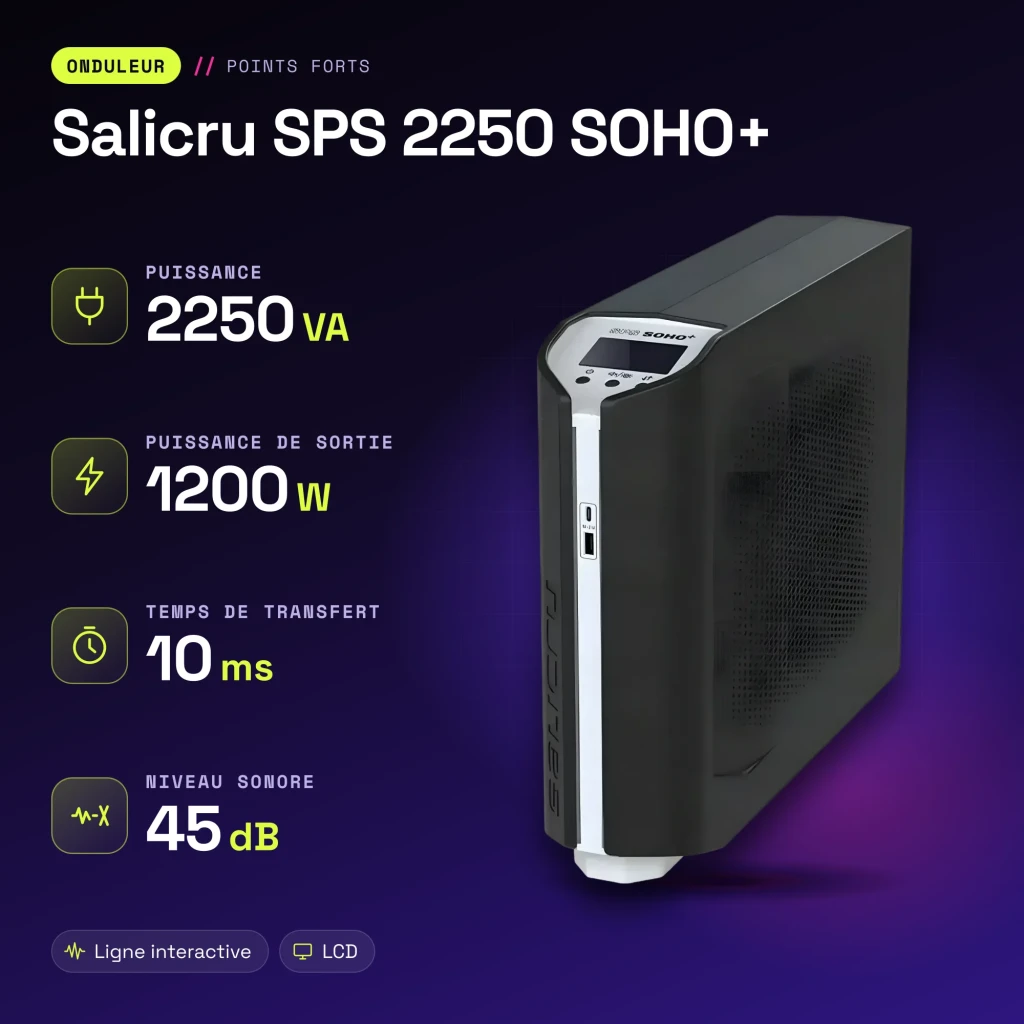 Onduleur Salicru SPS 2250 SOHO+ Ligne Interactive 2250VA Noir - caractéristiques