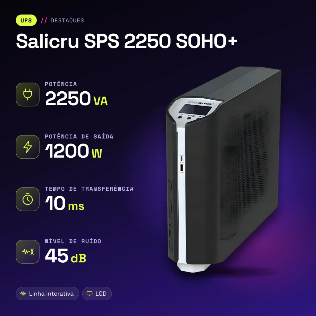 UPS Salicru SPS 2250 SOHO+ Linha Interativa 2250VA Preto - características