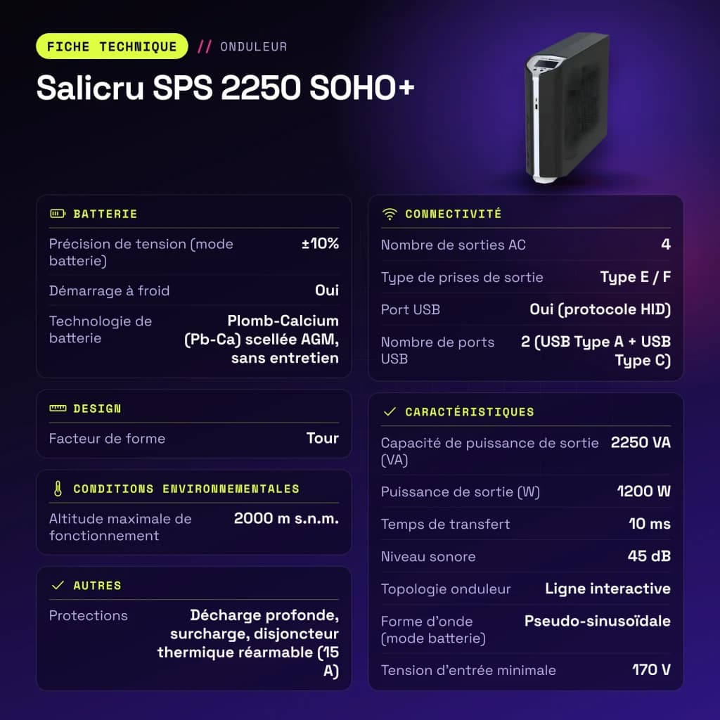 UPS Salicru SPS 2250 SOHO+ Linha Interativa 2250VA Preto - características