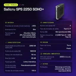 UPS Salicru SPS 2250 SOHO+ Linha Interativa 2250VA Preto - características