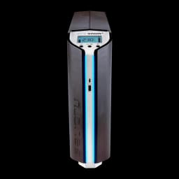 UPS Salicru SPS 2250 SOHO+ Linha Interativa 2250VA Preto, detalhe frontal: ecrã LCD, faixa LED azul e porta USB visíveis