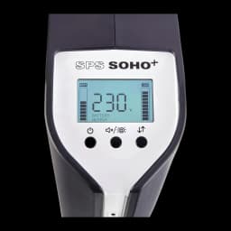 UPS Salicru SPS 2250 SOHO+ Linha Interativa 2250VA Preto, detalhe: painel frontal com ecrã LCD 230V, indicadores BATT e LOAD