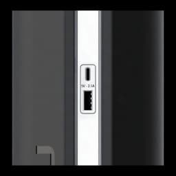 UPS Salicru SPS 2250 SOHO+ Linha Interativa 2250VA Preto, detalhe: portas USB-C e USB-A 5V 2.1A na faixa frontal prateada