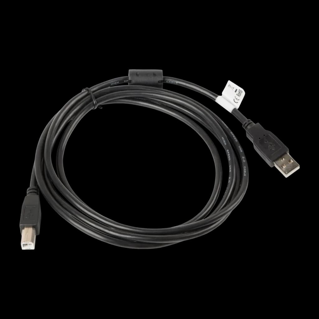 Cable usb Lanberg USB-A 2.0 a USB-B Macho/Macho con Ferrita 1.8m Negro, detalle: cable enrollado con ferrita, conector USB-A