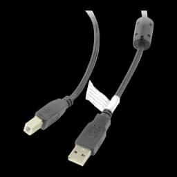 Cable usb Lanberg USB-A 2.0 a USB-B Macho/Macho con Ferrita 1.8m Negro, detalle: conectores USB-A y USB-B con ferrita