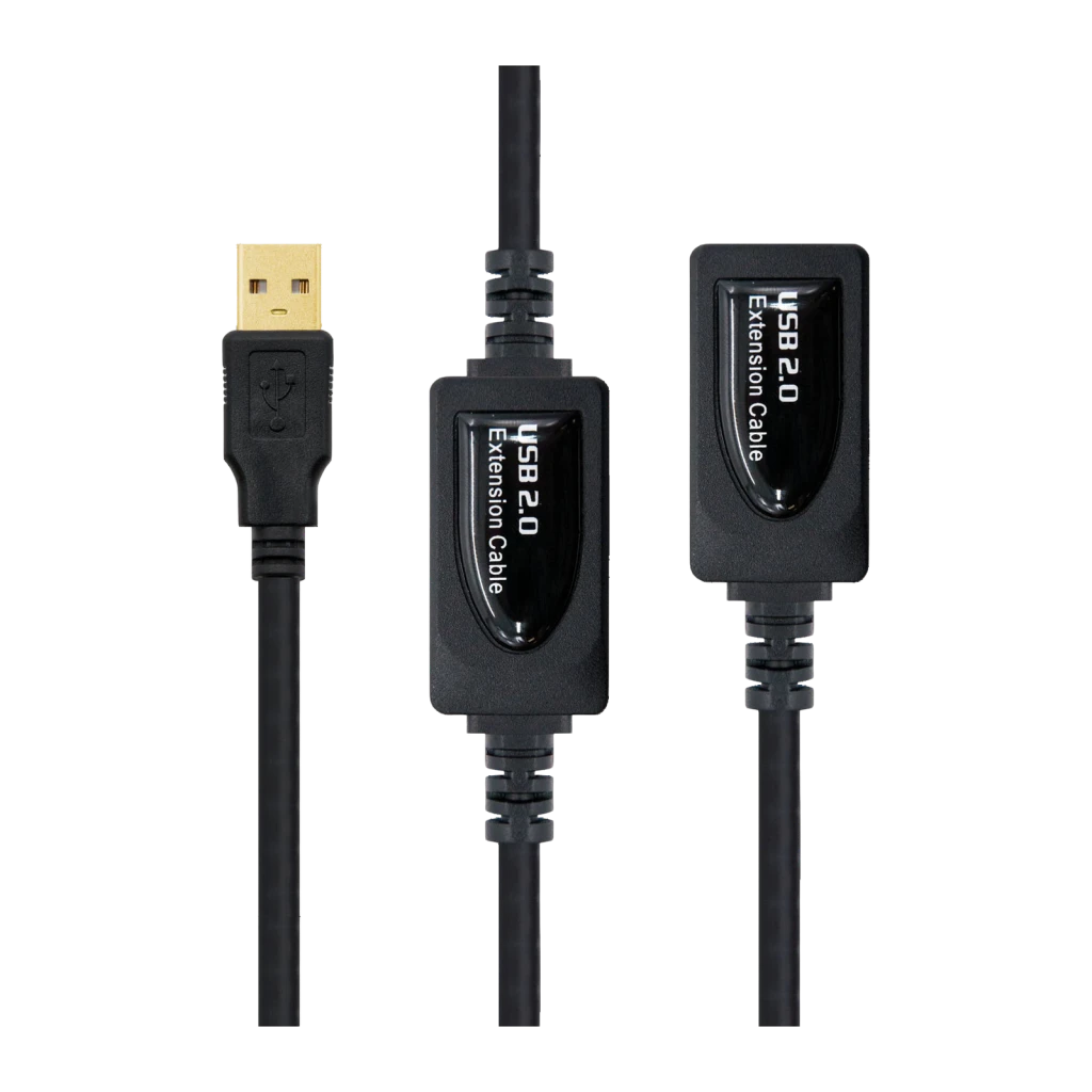 Cable prolongador Nanocable 10.01.0213 USB-A a USB-A Macho/Hembra Negro, detalle: conector macho dorado, dos amplificadores