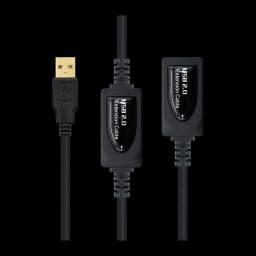 Cable prolongador Nanocable 10.01.0213 USB-A a USB-A Macho/Hembra Negro, detalle: conector macho dorado, dos amplificadores