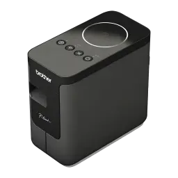 Rotuladora Brother PT-P750W WiFi Negro, detalle: panel superior con botones WiFi, Bluetooth y encendido, y ranura de salida