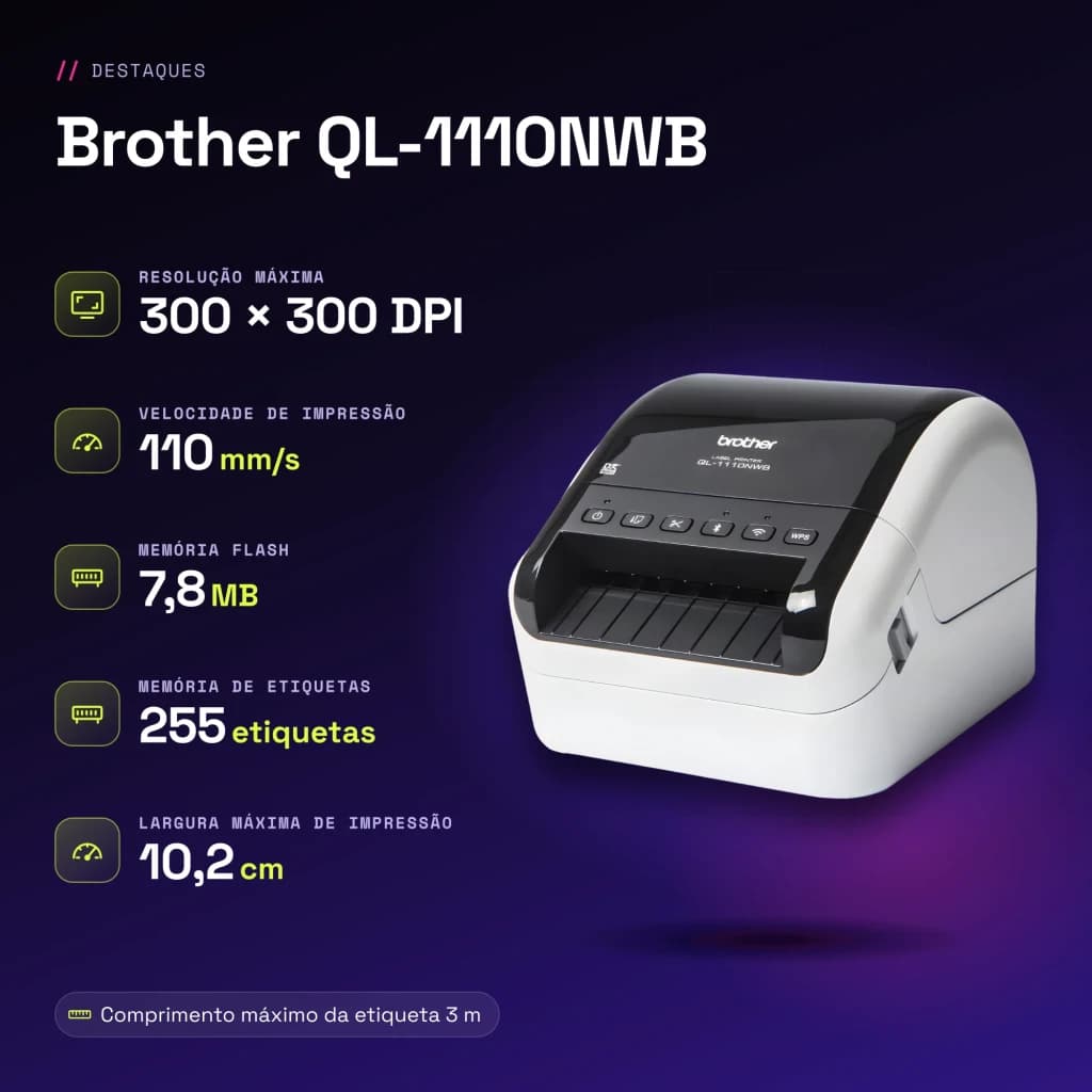 Impresora de etiquetas Brother QL-1110NWBc Monocromo WiFi Bluetooth - características