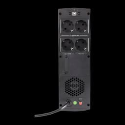 Sai ups Salicru SPS 1650 SOHO+ Linha Interativa 1650VA 900W Preto, vista traseira: 4 tomadas Schuko, porta USB, ventoinha