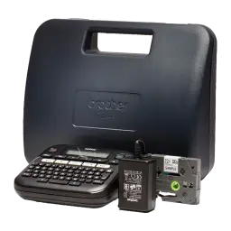 Brother P-touch PT-D210VP Impresora de etiquetas Monocromo Negro, detalle: maletín rígido Brother, impresora, adaptador