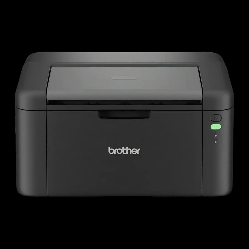 Impresora Brother HL-L1242W Láser Monocromo WiFi Dúplex Manual Negro, vista frontal: cuerpo compacto negro, logo Brother