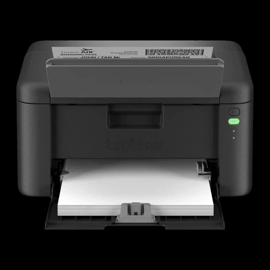 Impresora Brother HL-L1242W Láser Monocromo WiFi Dúplex Manual Negro, detalle frontal: bandeja de papel abierta con folios