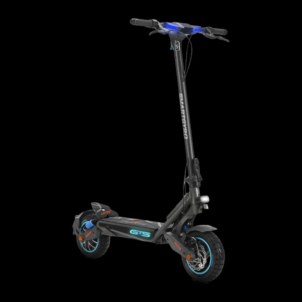 Patinete Eléctrico SmartGyro Rockway GTS 1000W 75km 25km/h 10 pulgadas Negro, vista frontal: manillar con pantalla LED azul