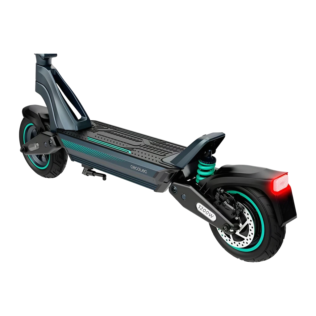 Patinete Eléctrico Cecotec Bongo Y65 Connected 500W 65km 25km/h 10 pulgadas Negro/Verde Azulado, vista trasera: rueda