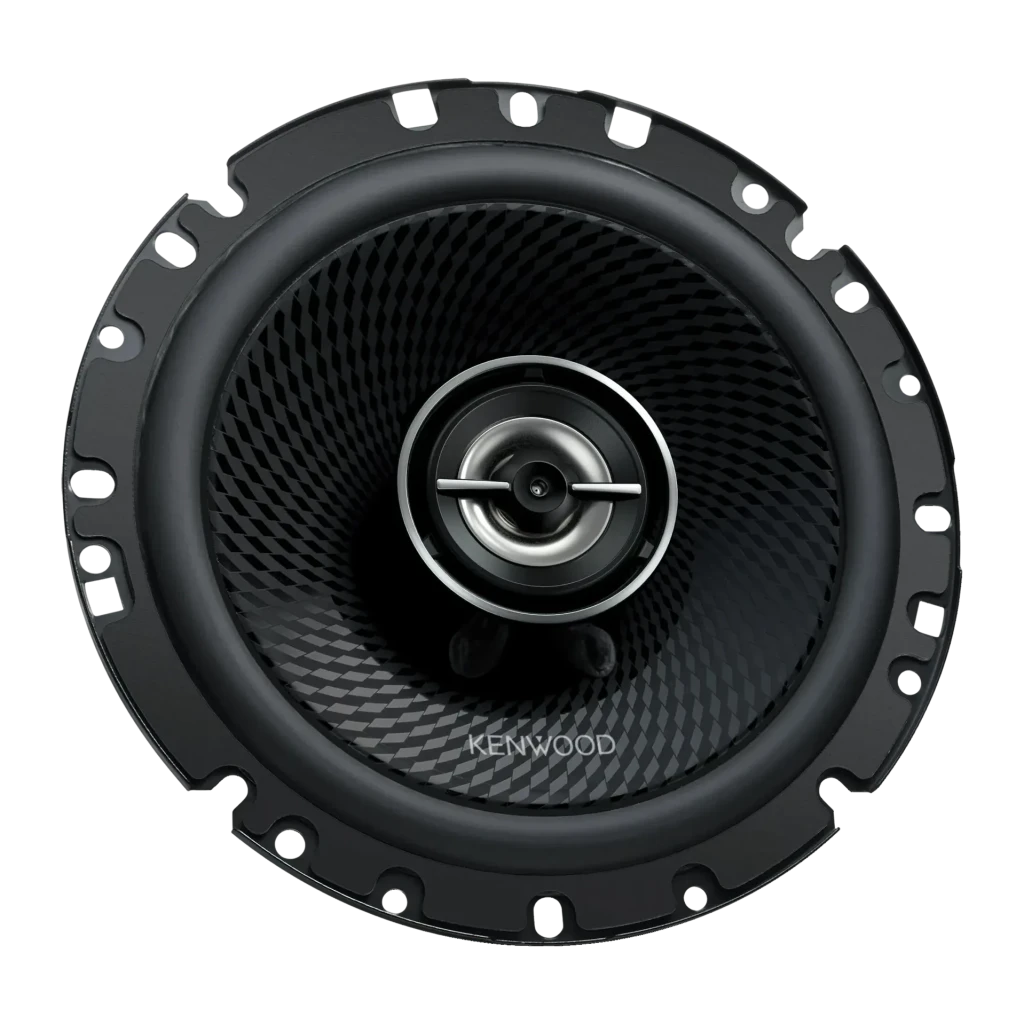 Altavoz de coche Kenwood 100W RMS Negro KFC-PS1797, detalle: cono de fibra de carbono, tweeter central plateado y aro