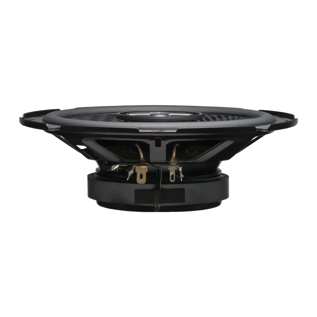 Altavoz de coche Kenwood 100W RMS Negro KFC-PS1797, detalle lateral: estructura trasera, bobina y terminales de conexión