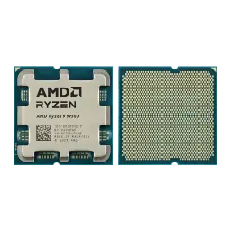 AMD Ryzen 9 9950X AM5 16 Núcleos Tray, vista traseira: IHS com logo AMD Ryzen e matriz de contactos dourados AM5