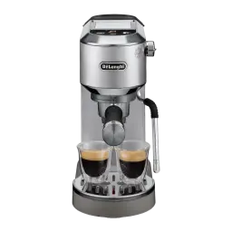Machine Expresso De'Longhi Dedica Duo 1,1L Buse vapeur manuelle Café moulu et dosettes ESE Argent EC890.M, détail face: deux