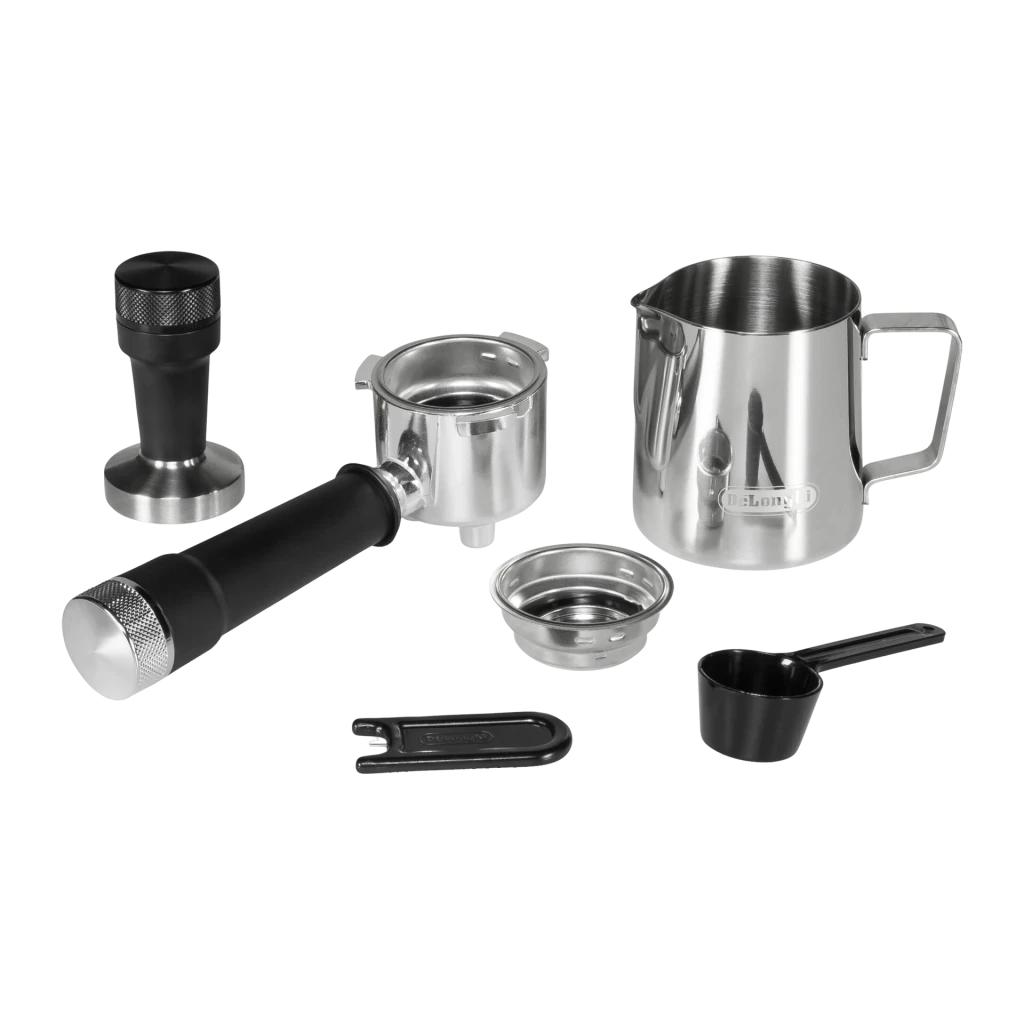 Machine Expresso De'Longhi Dedica Duo 1,1L Buse vapeur manuelle Café moulu et dosettes ESE Argent EC890.M, détail