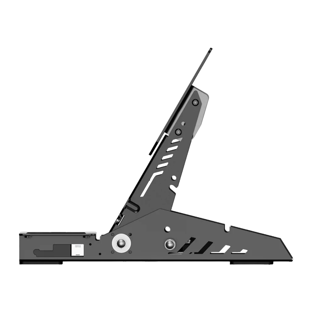 Pedal de embrague PXN PD HM C PC Negro, detalle lateral: perfil metálico con brazo articulado, ranuras de ventilación