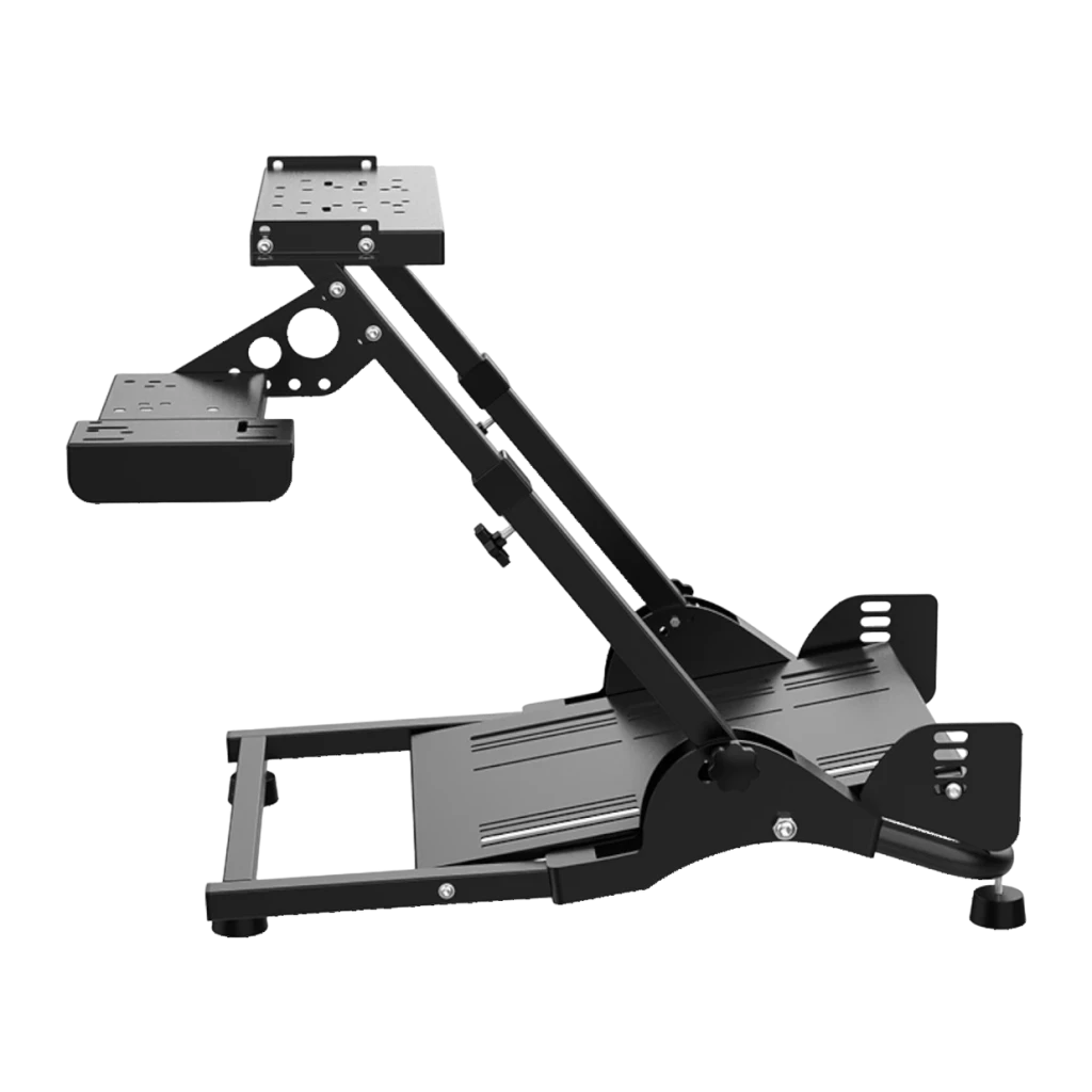 Soporte para volante PXN Acero PXN-A10, detalle: vista lateral en ángulo que muestra estructura tubular de acero negro