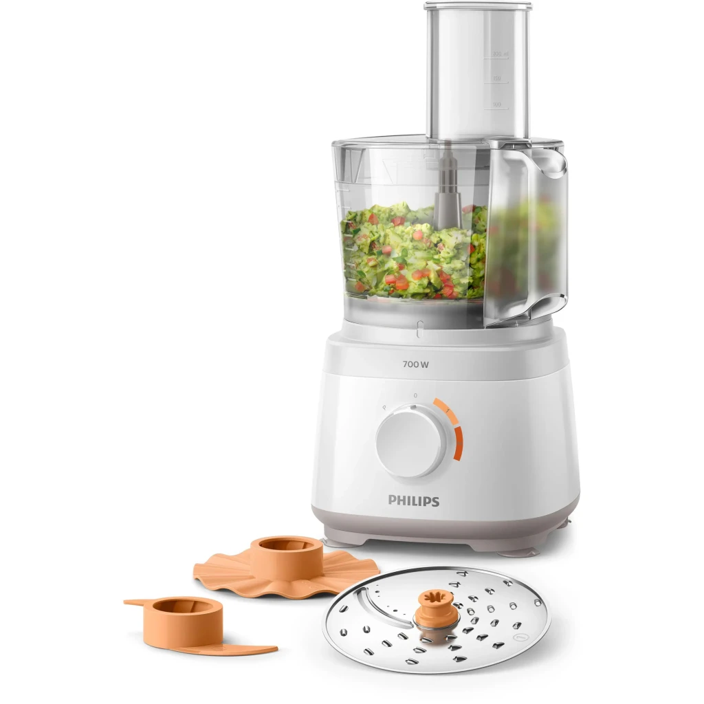 Robot de Cozinha Philips Daily Collection 2,1L 700W 2 Velocidades + Turbo Branco HR7310/00, vista lateral: taça com legumes