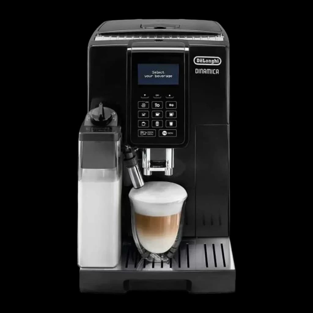 Cafetière Superautomatique De'Longhi Dinamica 1,8L Moulin Conique 13 Réglages Noir ECAM 353.75.B, vue de face: écran LCD