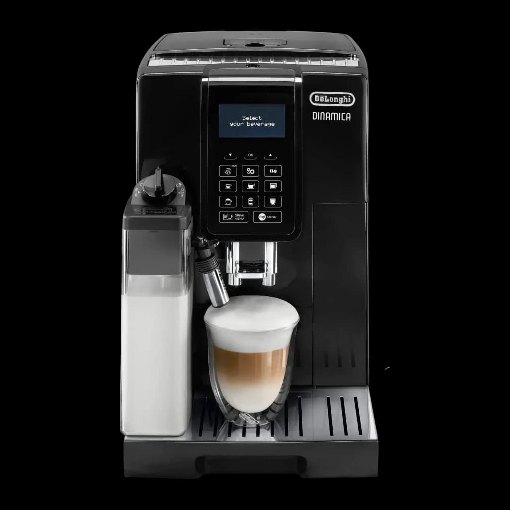 Cafetière Superautomatique De'Longhi Dinamica 1,8L Moulin Conique 13 Réglages Noir ECAM 353.75.B, détail face: écran LCD
