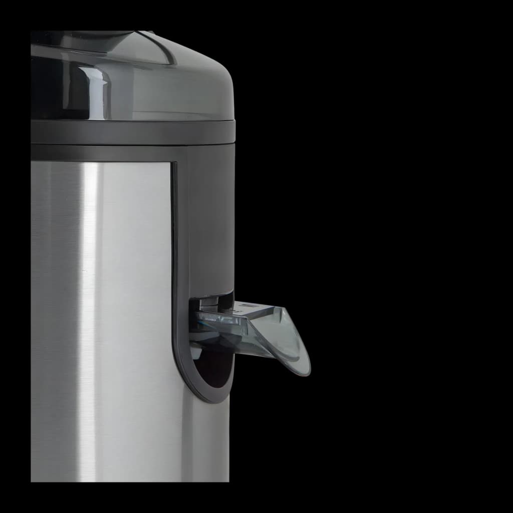 Centrifugeuse Orbegozo 0,6L 600W 2 vitesses Noir LI 5060, détail: bec verseur transparent et corps en acier inoxydable brossé