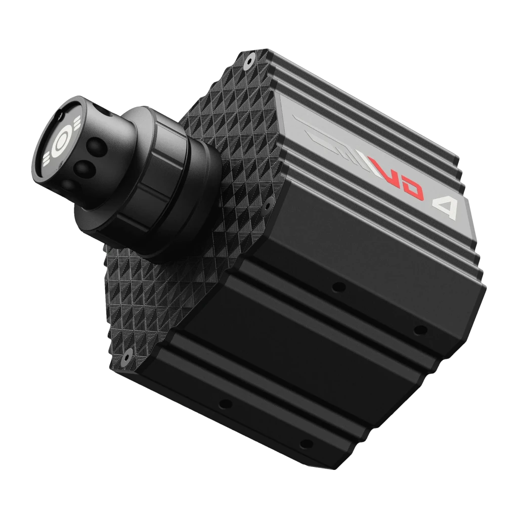 Volante de carreras PXN VD4 Bundle Direct Drive 4 Nm PC Pedales Hall Effect Negro, detalle: base del motor con conector