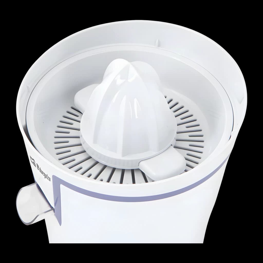 Exprimidor Orbegozo 40W Blanco EP 2350, detalle: cono exprimidor y rejilla filtrante vistos desde arriba