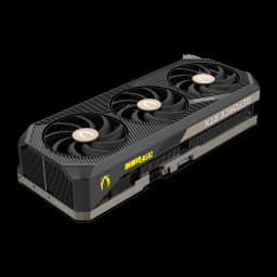 ZOTAC Gaming GeForce RTX 5090 Solid 32 Go GDDR7 Noir, vue de face: triple ventilateur à moyeu doré, logo jaune ZOTA GAMING