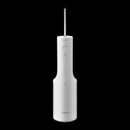 Irrigateur Oral Panasonic EW-DJ66 Sans Fil 60min Blanc, vue de face: corps cylindrique blanc avec buse, boutons power