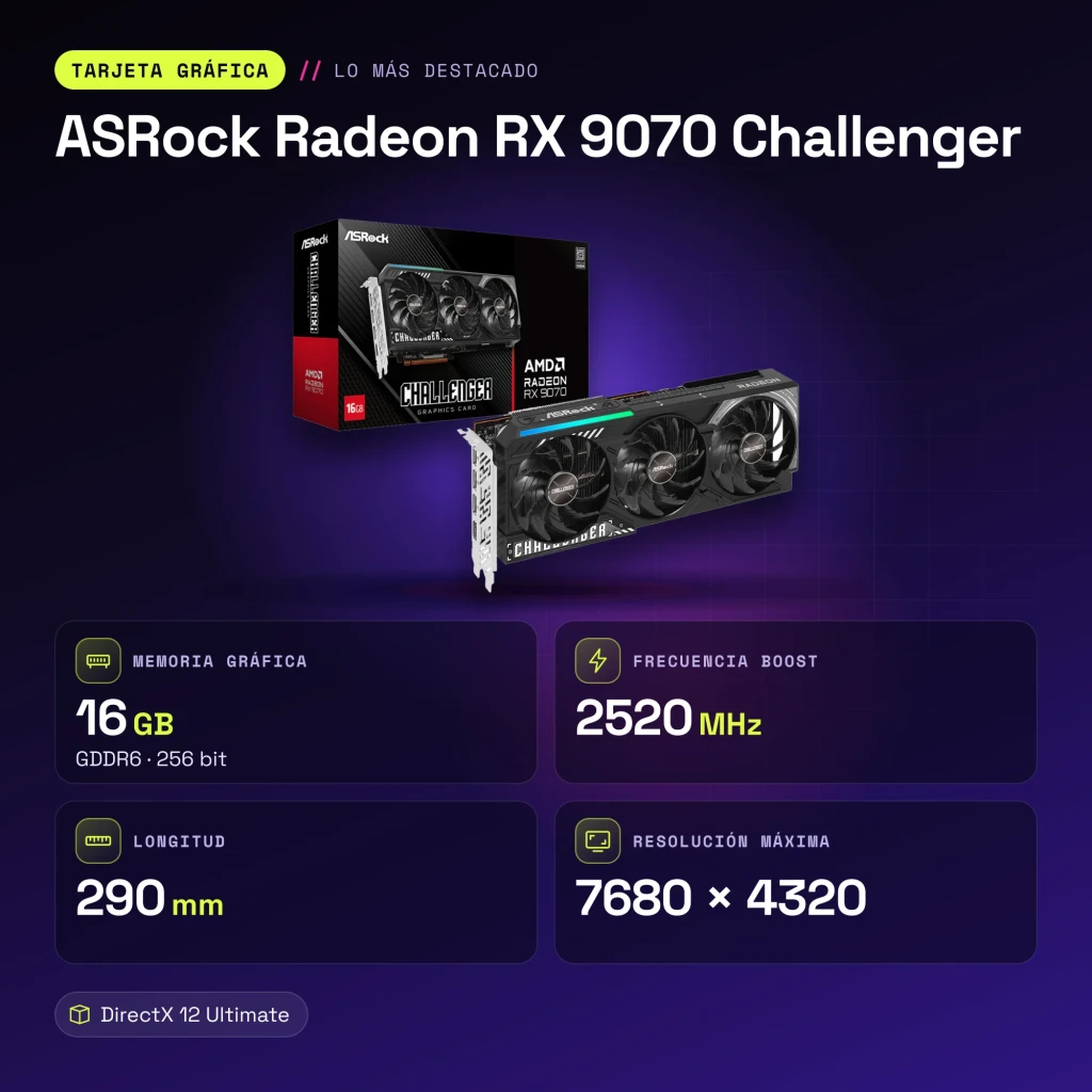 ASRock Radeon RX 9070 Challenger 16GB GDDR6 - características