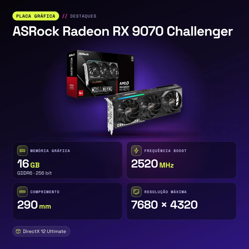 ASRock Radeon RX 9070 Challenger 16GB GDDR6 - características