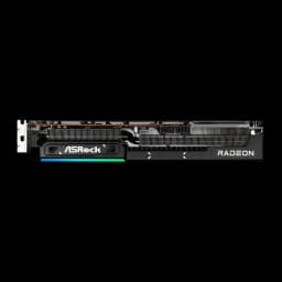 ASRock Radeon RX 9070 Challenger 16 Go GDDR6, détail latéral: connecteurs d'alimentation, dissipateur avec caloducs