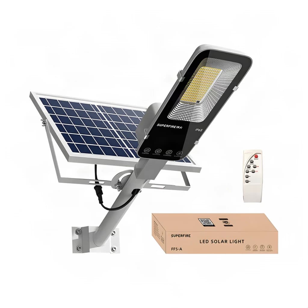 Lampe Solaire Superfire Batterie rechargeable 5000mAh 500lm FF5-A, contenu de la boîte: lampe LED, panneau solaire
