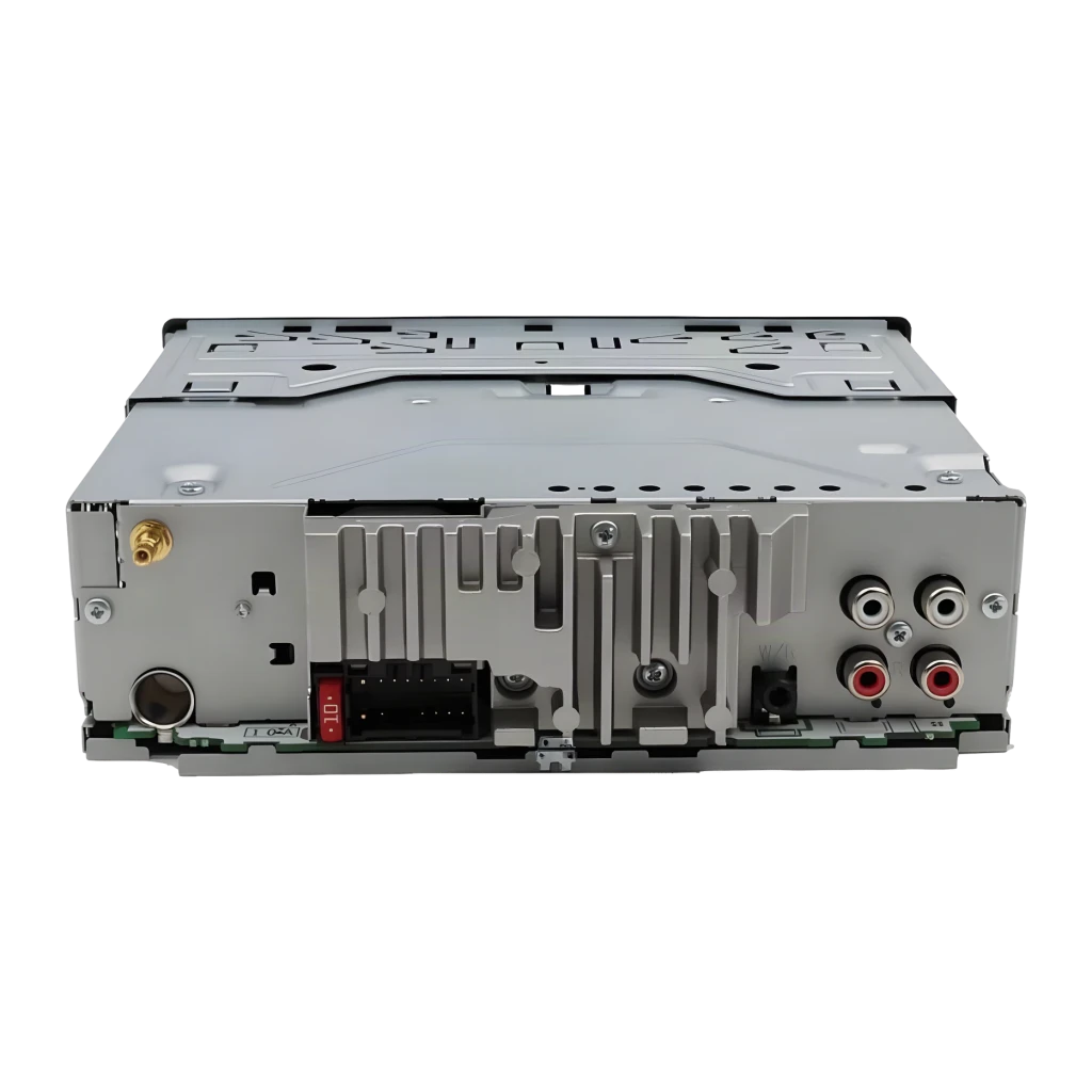 Autorradio Pioneer Negro 1 DIN DEH-X6800DAB, vista trasera: conectores RCA, antena, conector ISO y disipador metálico