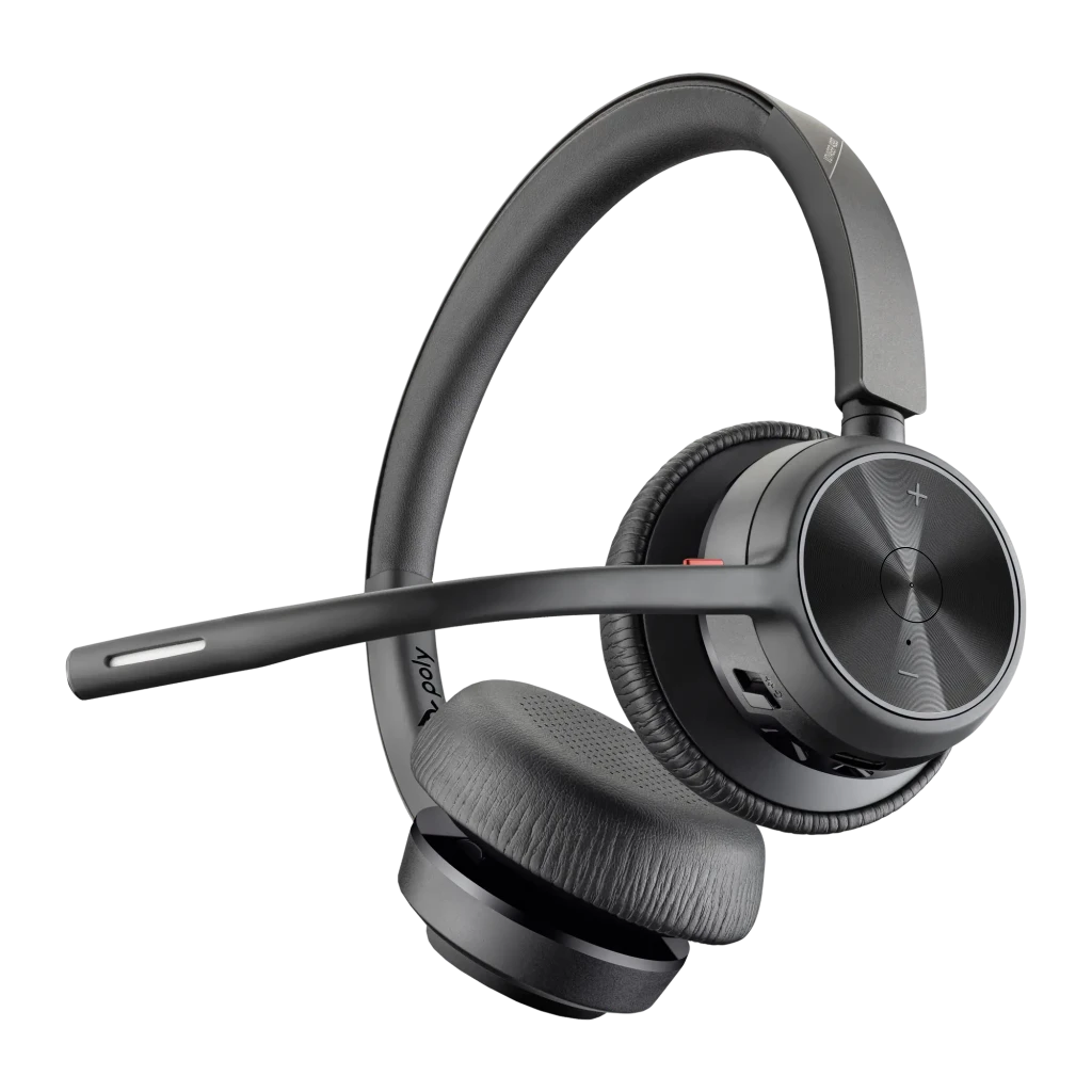 Casque Poly Voyager 4320 UC USB-A Serre-tête Bluetooth 5.1 47h Noir, détail: boutons de volume sur l'oreillette droite