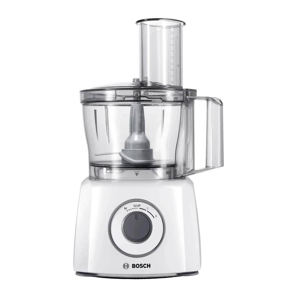 Procesador de alimentos Bosch MultiTalent 3 2,3L 800W 2 Velocidades Blanco MCM3100W, vista frontal: base blanca con selector