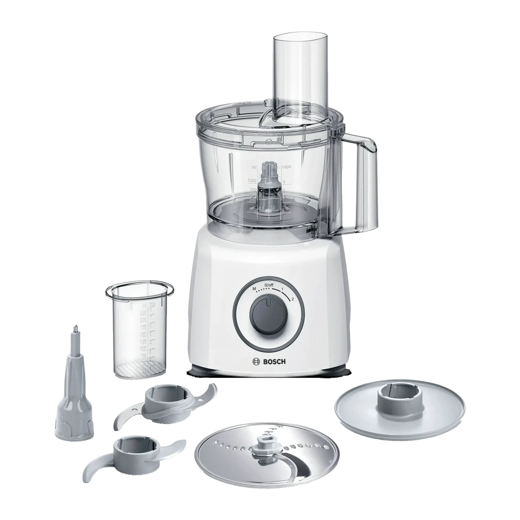 Procesador de alimentos Bosch MultiTalent 3 2,3L 800W 2 Velocidades Blanco MCM3100W, detalle: accesorios incluidos