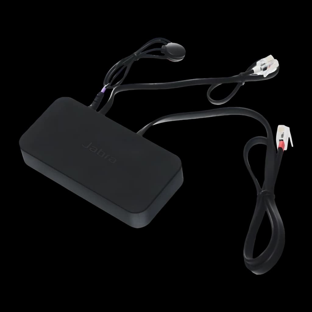 Adaptateur Jabra Link 14201-35 Accessoire EHS Bluetooth Noir, détail: corps noir avec logo Jabra, câble RJ et petit