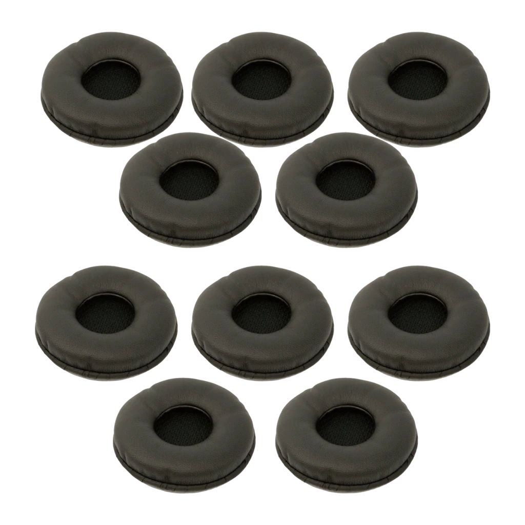 Almohadillas de repuesto Jabra Biz 2300 Pack 10 unidades Negro, vista frontal: 10 almohadillas redondas de cuero negro