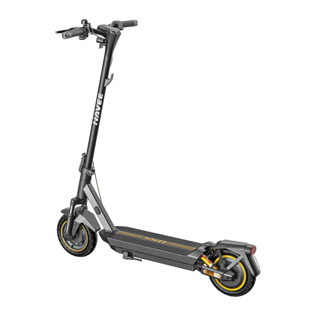 Patinete Eléctrico NAVEE GT3 350W 50km 25km/h 10 pulgadas Negro, vista trasera: manillar, deck con logo y detalles dorados