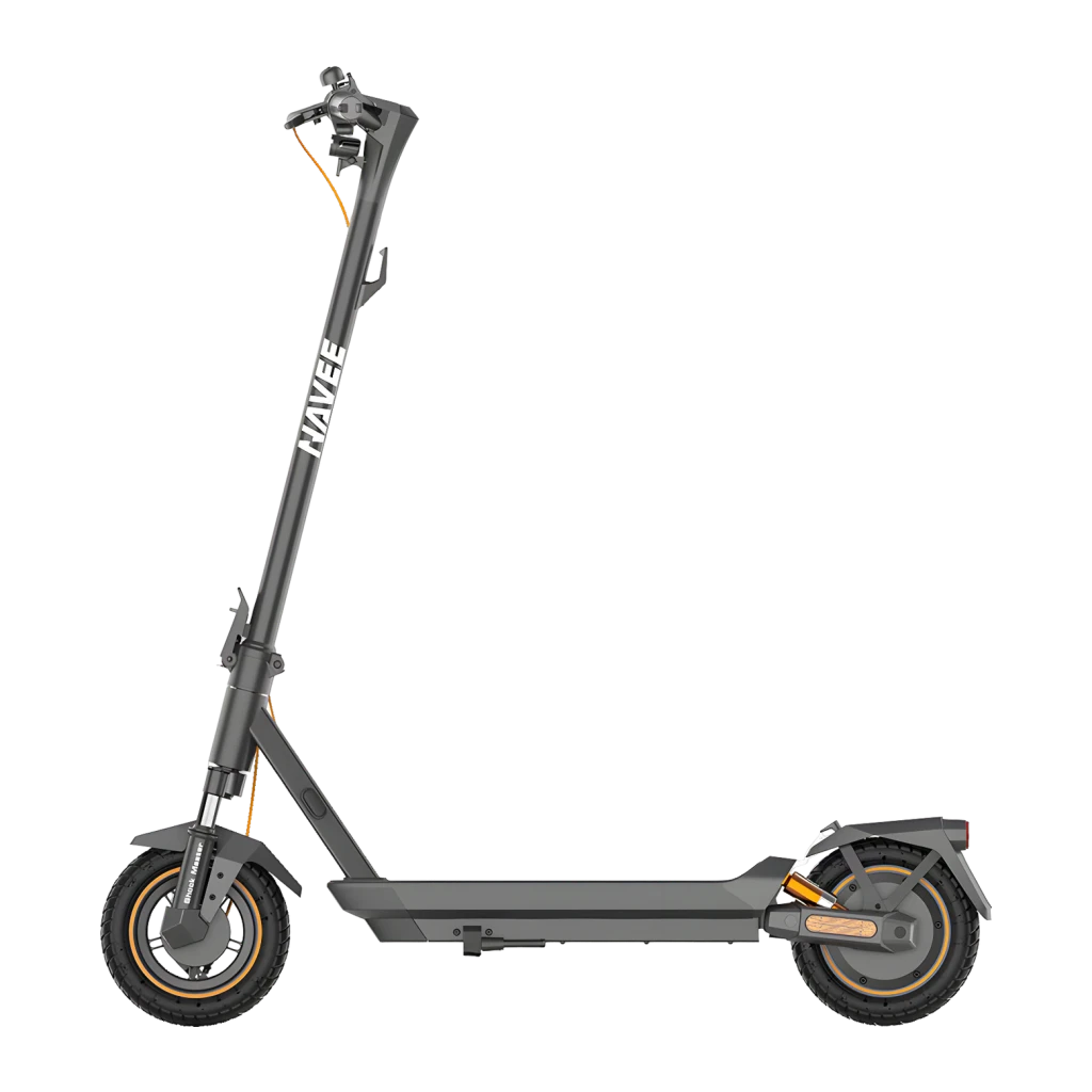 Patinete Eléctrico NAVEE GT3 350W 50km 25km/h 10 pulgadas Negro, detalle: vista lateral completa con logo, ruedas con aro