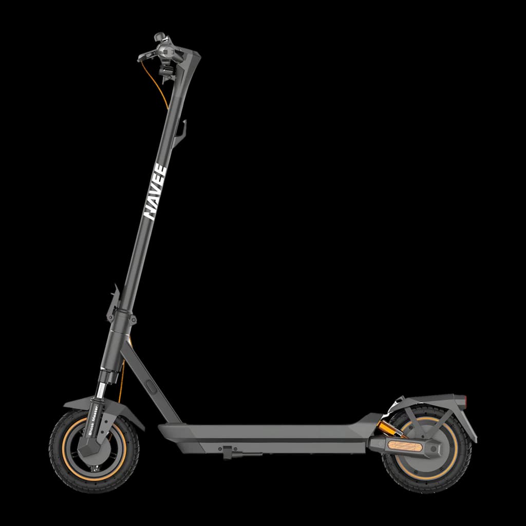 Patinete Eléctrico NAVEE GT3 350W 50km 25km/h 10 pulgadas Negro, detalle: vista lateral completa con logo, ruedas con aro