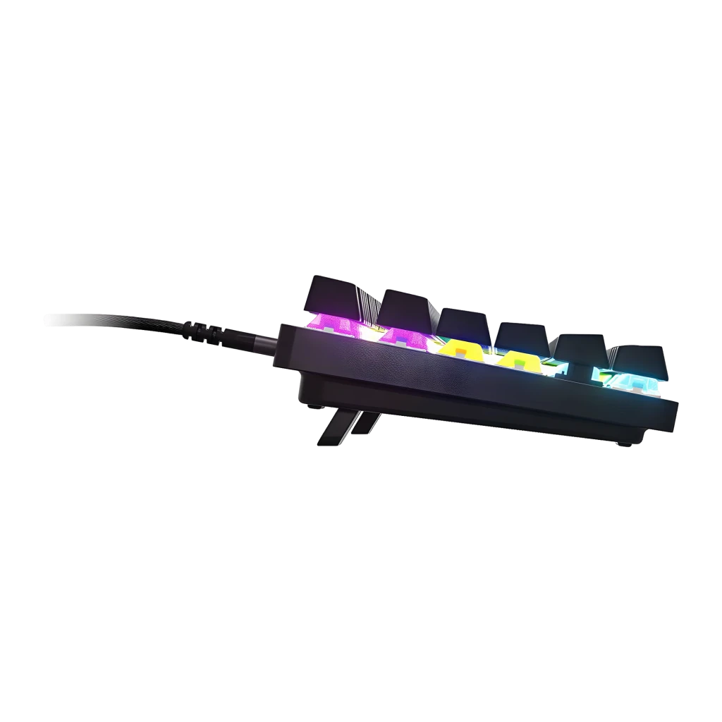 Teclado Gaming SteelSeries Apex 9 TKL Switch Optomecânico RGB US Layout Preto, detalhe lateral: iluminação RGB multicolor