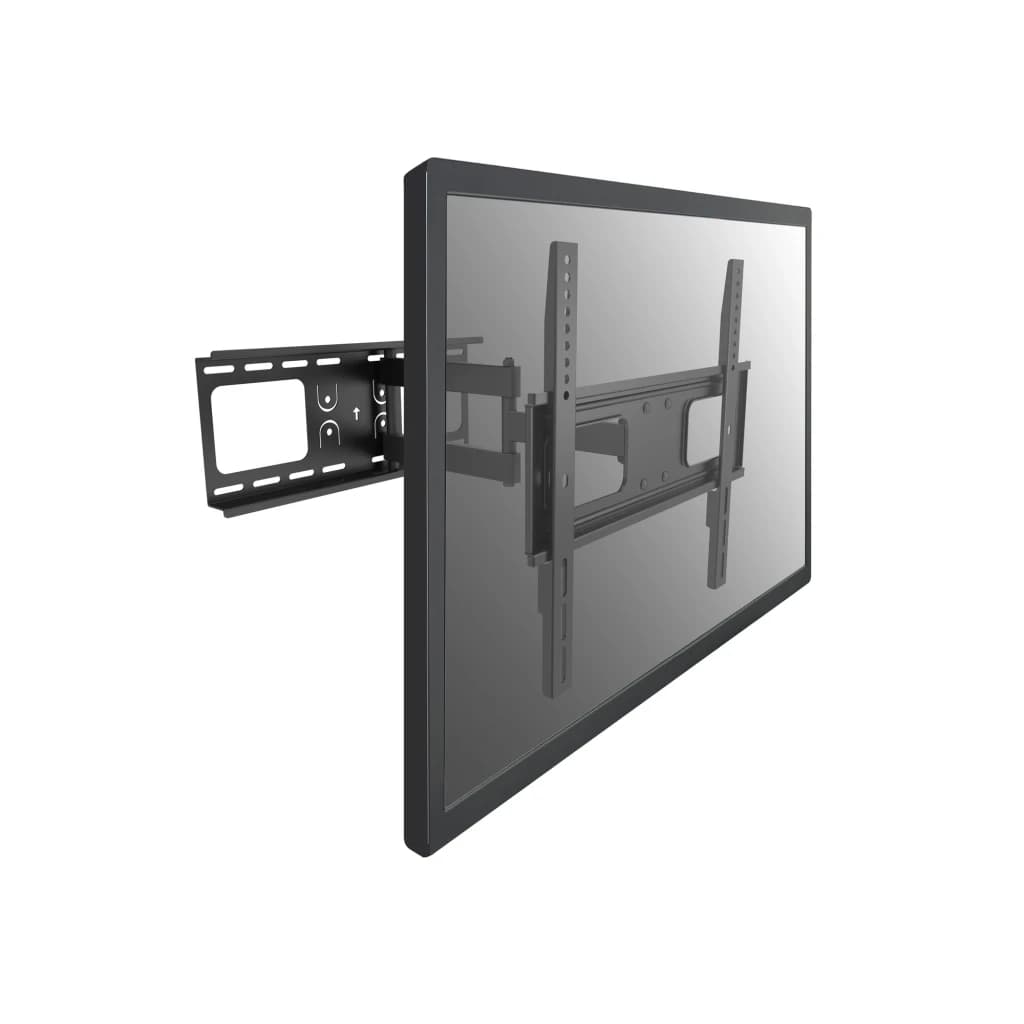 Support TV Equip Noir Mural Double Bras Articulé 650315, vue latérale: double bras déployé avec platine murale fixée à